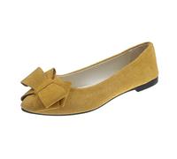 Scarpe basse da donna Primavera Estate e Autunno in pelle scamosciata leggera a punta Bocca poco profonda Fondo morbido Fiocco Scarpe singole Incontri quotidiani Pendolarismo Ballerine di grandi