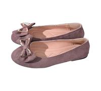 Scarpe basse da donna retrò con fiocco, in pelle scamosciata, senza lacci, eleganti, con punta arrotondata, per appuntamenti di shopping, uso quotidiano, Marrone, 40 EU