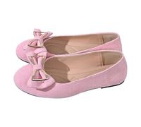 Scarpe basse da donna retrò con fiocco, in pelle scamosciata, senza lacci, eleganti, con punta arrotondata, per appuntamenti di shopping, uso quotidiano, rosa, 38.5 EU