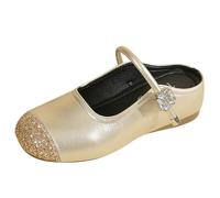 Scarpe basse da donna Scarpe in pelle Lai Persone Spesse Pantofole Scarpe Singole Estate Nuovo Squisito Paillettes Split Cento Con Piatto Argento Piccola Femmina, gold, 38 EU