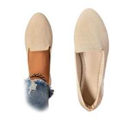 Scarpe basse da donna senza lacci a punta in tessuto casual calzature da passeggio per l'autunno Larghezza media tinta unita modello abito invernale per donna quotidiano comodo, cachi, 38.5 EU