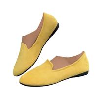 Scarpe basse da donna senza lacci a punta in tessuto casual calzature da passeggio per l'autunno Larghezza media tinta unita modello abito invernale per donna quotidiano comodo, Giallo, 35.5 EU