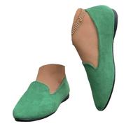 Scarpe basse da donna senza lacci a punta in tessuto casual calzature da passeggio per l'autunno Larghezza media tinta unita modello abito invernale per donna quotidiano comodo, Verde, 35.5 EU