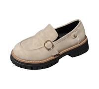 Scarpe basse da donna Slip On Loafers, scarpe con plateau classiche, scarpe da ginnastica alla moda, comode, scarpe da lavoro, scarpe estive, beige., 37.5 EU