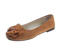 Scarpe basse da donna Spring Summer and Autumn Light Suede Round Toe Shallow Mouth Soft Bottom Bow Single Daily Dating Commuting Large Size Ballet Scarpe da donna eleganti, marrone, 36 EU