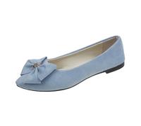 Scarpe basse da donna Spring Summer and Autumn Lightweight Suede Pointed Shallow Mouth Soft Bottom Bow Single Shoes Daily Dating Commuting Large Size Ballet Shoes Flat Scarpe da donna tacco, Azzurro
