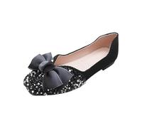 Scarpe basse da donna stile leggero pizzo piatto,Scarpe da donna nere scarpe basse,Bocca morbido arco singolo scarpe da barca a pendolo giornaliero di grandi dimensioni,Scarpe da balletto, Nero , 37