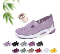 Scarpe basse da donna traspiranti, suola morbida antiscivolo, facili da indossare, comode estive, casual, comode, in rete, ortopediche, per camminate di mezza età e anziani, Viola chiaro, 0 UK