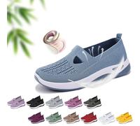 Scarpe basse da donna traspiranti, suola morbida antiscivolo, facili da indossare, comode estive, casual, comode, in rete, ortopediche, per camminate di mezza età e anziani, Blu, 0 UK