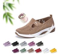 Scarpe basse da donna traspiranti, suola morbida antiscivolo, facili da indossare, comode estive, casual, comode, in rete, ortopediche, per camminate di mezza età e anziani, Marrone, 0 UK