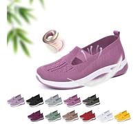 Scarpe basse da donna traspiranti, suola morbida antiscivolo, facili da indossare, comode estive, casual, comode, in rete, ortopediche, per camminate di mezza età e anziani, Viola, 0 UK