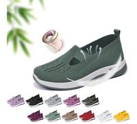Scarpe basse da donna traspiranti, suola morbida antiscivolo, facili da indossare, comode estive, casual, comode, in rete, ortopediche, per camminate di mezza età e anziani, Verde, 0 UK