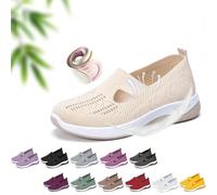 Scarpe basse da donna traspiranti, suola morbida antiscivolo, facili da indossare, comode estive, casual, comode, in rete, ortopediche, per camminate di mezza età e anziani, Beige, 0 UK