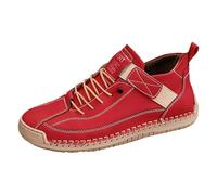 Scarpe basse da donna UK scarpe da ginnastica da donna tinta unita foro romano basse basse pompe per passeggiate estive, Rosso, 39 EU