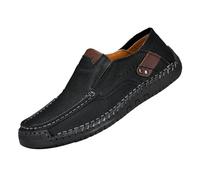 Scarpe basse da uomo, eleganti, mocassino, da uomo, in pelle scamosciata, antiscivolo, casual, per il tempo libero, senza lacci, per il fitness, scarpe basse in pelle, Nero , 47 EU