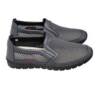 Scarpe basse da uomo in rete volante, leggere, senza lacci, traspiranti, suola in gomma bassa, con fondo piatto, mocassini larghi, comode scarpe da guida all'aperto per lavoro casual, Grigio, 44 EU