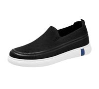 Scarpe basse da uomo senza lacci, comode, per il tempo libero, da uomo, traspiranti, per il fitness, antiscivolo, suola piatta, da jogging, da fitness, tinta unita, Nero , 41 EU