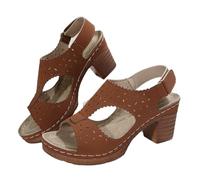 Scarpe Basse Donna Eleganti Largo Tacchi Eleganti Sandali Con Plateau E Tacco Grosso Da Donna Modello Mules 2026 Senza Lacci Aperti Con Tacco A Blocco Sandali Estive Scarpe (Brown 41)