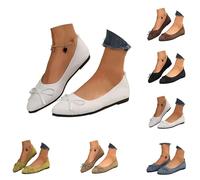 Scarpe basse elastiche da donna con fiocco, scarpe basse da donna, ballerine a punta, scarpe da dolly di larghezza larga, carine e morbide calzature lavorate a maglia, comode scarpe per ballare