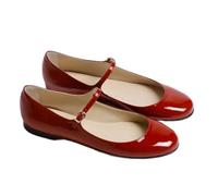 Scarpe Basse Mary Jane da Donna Classiche Comode Senza Lacci Ballerine da Passeggio con Tacco Basso Chiuse Casual con Punta Tonda Eleganti Per Ufficio Matrimoni Viaggi,Rosso,35 EU