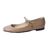 Scarpe Basse Mary Jane da Donna Classiche Comode Senza Lacci Ballerine da Passeggio con Tacco Basso Chiuse Casual con Punta Tonda Eleganti Per Ufficio Matrimoni Viaggi,Apricot,46 EU