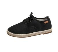 Scarpe basse per donne UK ragazzi ragazze scarpe da ginnastica in tela espadrillas stringate scarpe casual, Nero , 39.5 EU
