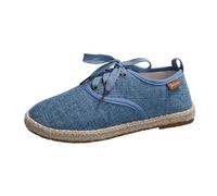 Scarpe basse per donne UK ragazzi ragazze scarpe da ginnastica in tela espadrillas stringate scarpe casual, Blu, 39 EU