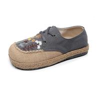 Scarpe Basse Ricamate in Cotone e Lino da Donna Espadrillas Traspiranti Casual Stringate comode Passeggio Calzature estive in Stile Etnico Bohémien
