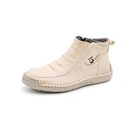 Scarpe Beck da donna fatte a mano eleganti Crinkled morbidi stivali con chiusura lampo ultra comode scarpe a piedi nudi tempo libero ortopediche impermeabili, Stile S01 Beige, 36 EU