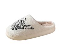 Scarpe bianche da donna con tacco comode pantofole da donna per uso quotidiano, design gesti delle mani di Halloween, calde pantofole piatte per coppie, perfette per le scarpe con plateau da donna