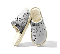 Scarpe bianche e nere della Camera della schiuma di memoria delle pantofole delle note musicali delle donne, Multi, 38.5/39.5 EU