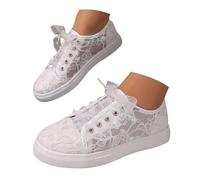 Scarpe Bianco Traforate per Escursioni Leggere in Collina Antiscivolo | Su Marciapiedi E Sentieri Brevi Scarpe Da Ginnastica Platform Per Donna In Pizzo Traforato Motivo Floreale, Tomaia