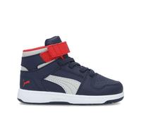 Scarpe bimbo bambino Puma Rebound Layup pelle blu rosso lacci elastici strappo