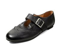 Scarpe Brogue Basse Donna Oxford a Punta Alata Traforata per Ufficio e Scuola Mocassini Classici con Fibbia Punta Rotonda,Nero,39 EU