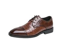 Scarpe brogue da uomo in pelle italiana con lacci, punta affilata, calzature formali da smoking(Brown,41 EU)
