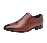 Scarpe Brogue Oxford classiche da uomo, con lacci, con punta ad ala, scarpe formali per lavoro, casual, ufficio ed eventi di nozze, Marrone, 41 1/3 EU