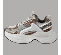 Scarpe Buffalo Yuno One design moderno argento e motivo leopardato art. 1636647