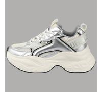 Scarpe Buffalo Yuno One design moderno bianco e motivo argento art. 1636643