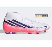 adidas Unisex - Adulto F50 Hyperfast League Mid Firm Ground Football Boots Shoes, Ftwr White/Solar Purple/Solar Turbo, 41 1/3 EU