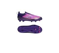 Scarpe da calcio F50 LEAGUE senza lacci per terreni naturali compatti per bambini Purple / Cloud White / Lucid Lemon 35 1/2