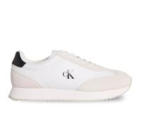 Calvin Klein Uomo Sneakers Running Retro Lace Up in Pelle, Bianco (Bright White/Black), 45
