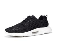 Scarpe Cammino Uomo Traspiranti Mesh Allacciatura Leggere Suola Ammortizzata Comode Running Casual Tutto Il Giorno,Nero,47 EU