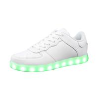 Scarpe carine con luci a LED, unisex, scarpe da ginnastica lampeggianti luminose con ricarica USB, stringate, scarpe da ballo classiche in nylon da donna, bianco, 38.5 EU