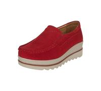 Scarpe casual da donna alla moda con tacchi alti, scarpe on, comode scarpe casual, scarpe aperte scarpe donna pelliccia sintetica, Colore: rosso, 41 EU