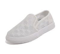 Scarpe casual da donna alla moda, eleganti sneakers bianche traspiranti con pizzo per comfort nella vita quotidiana, ideali per abiti rilassati e da indossare tutto l'anno.Design piatto slip-on per