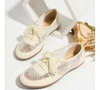 Scarpe casual da donna con lacci in rete, bianco crema, stile morbido e dolce, suola morbida e traspirante, antiscivolo, scarpe da allenamento in rete alla moda EUR36,EUR37,EUR38,EUR39,EUR40,EUR41,EUR