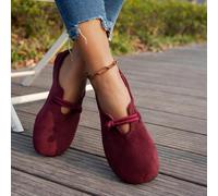 Scarpe casual da donna con punta tonda rosso, suola morbida, loafer versatili in stile vintage per il luogo di lavoro, all'aperto, donne incinte, regalo per la Festa della Mamma, taglie oversize CN36,