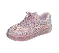 Scarpe casual da donna con ricamo floreale e strass decorativi, nonché cinghie regolabili, eleganti e confortevoli, per la città, l'ufficio o un'uscita, Rosa276, 42 EU
