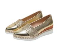 Scarpe casual da donna, con zeppa, in similpelle, da donna, con plateau, gold, 41 EU
