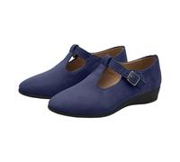 Scarpe casual da donna, eleganti, ortopediche, con cinghie con fibbia, scarpe sportive classiche in pizzo, casual, comode, con zeppa, larghe, da donna, Blu, 38 EU